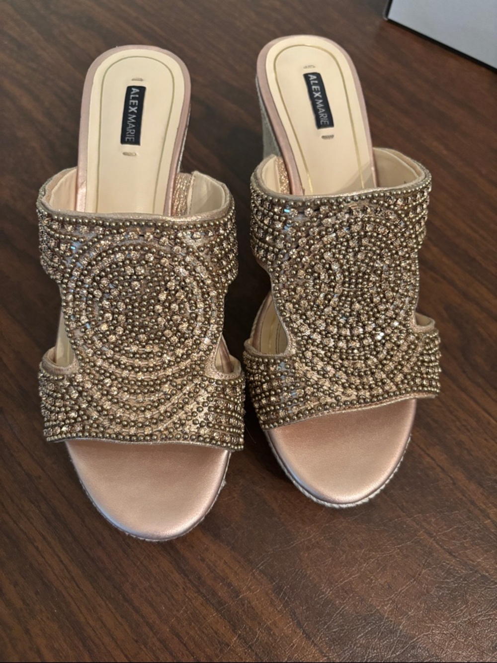 Alex Marie Rose Gold Beaded Slide Mules